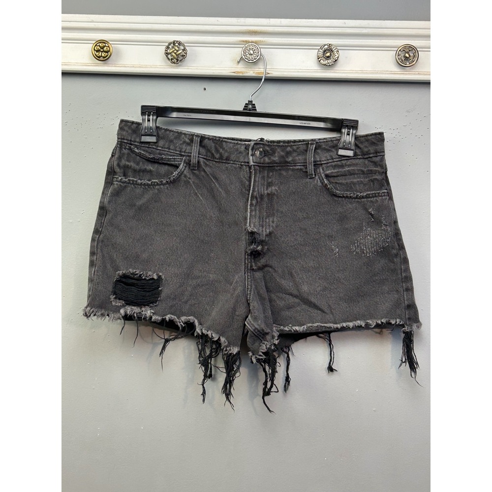 Wrangler Shorts Womens 12 Black Mid Rise Vintage Distressed Cutoff Raw Concert